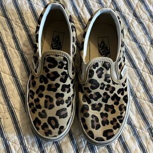 Vans Kids Tan Leopard Slip-On Sneakers